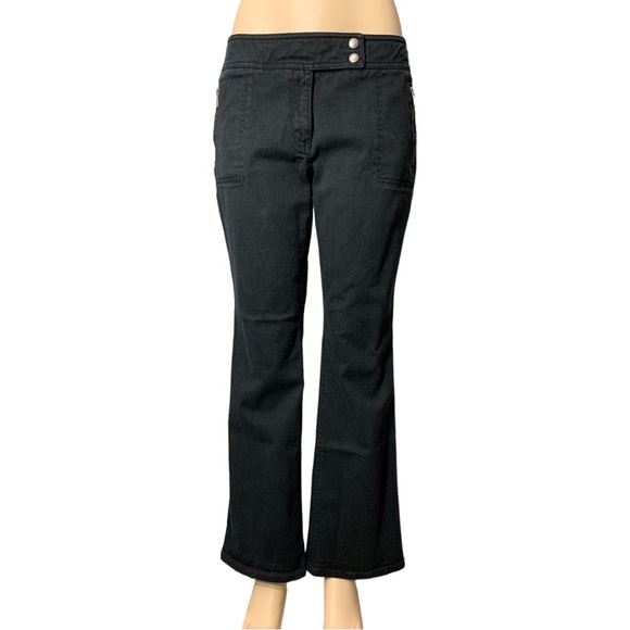 MICHAEL KORS Black Denim Embellished with Gold Hardware Zippers Size 14 - Picture 14 of 15